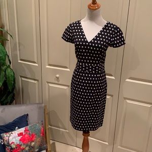 Banana Republic navy polka dot lined dress. Size 4